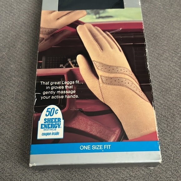 Navy Sheer Energy Driving Gloves by Leggs Knit Lined Vintage One Size Fit‎ NOS - Picture 5 of 7